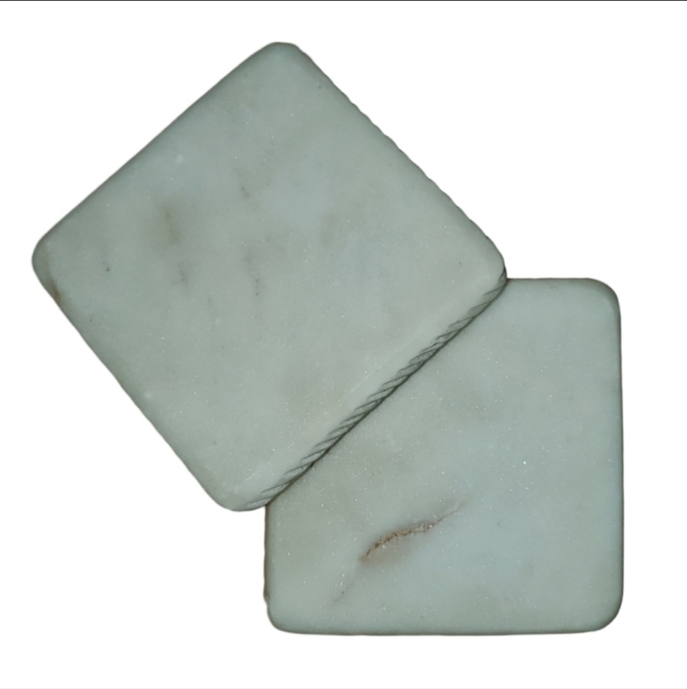 Set of White Marble Coasters (2)